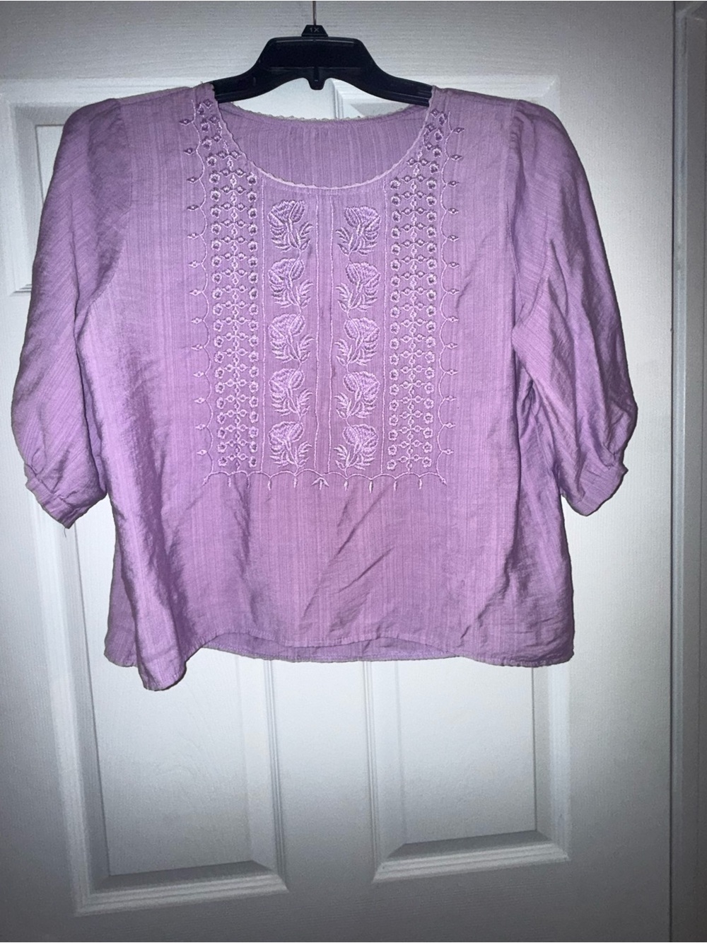 Light Purple Embroidered Blouse – Unbranded Top | Soft Boho/ Cottagecore